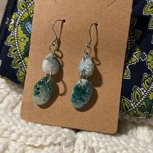 Gem dangle earrings. Hoop back.